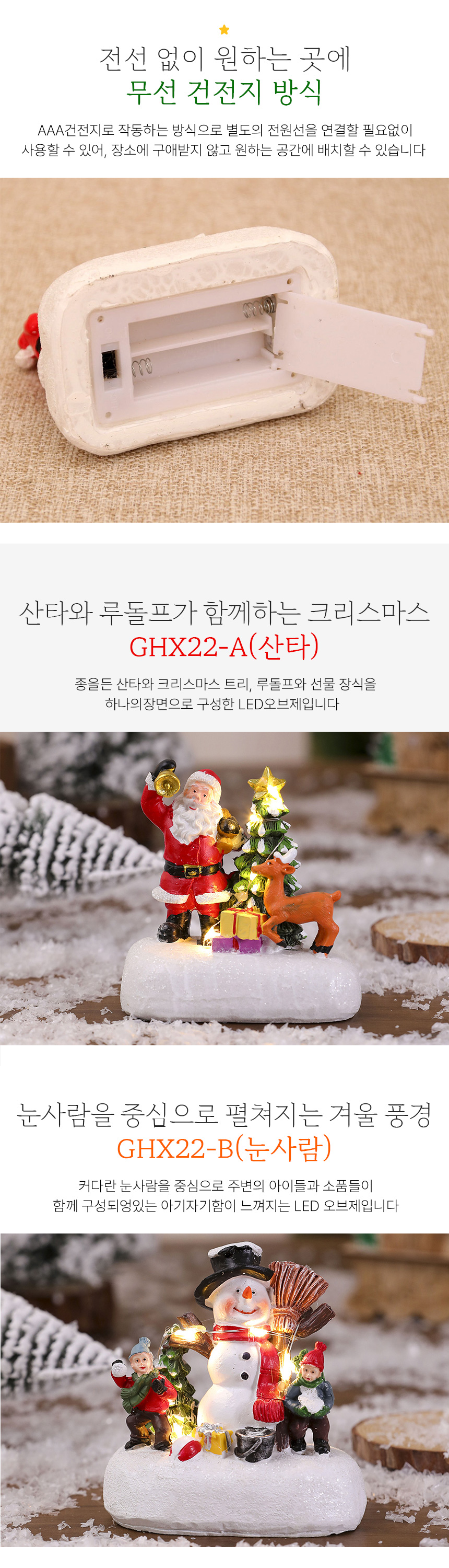 크리스마스 미니 LED 장식 눈길 오브제 GHX22 상세 이미지 2